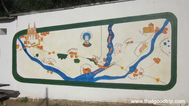 Guias do Camino de Santiago: mapa na parede